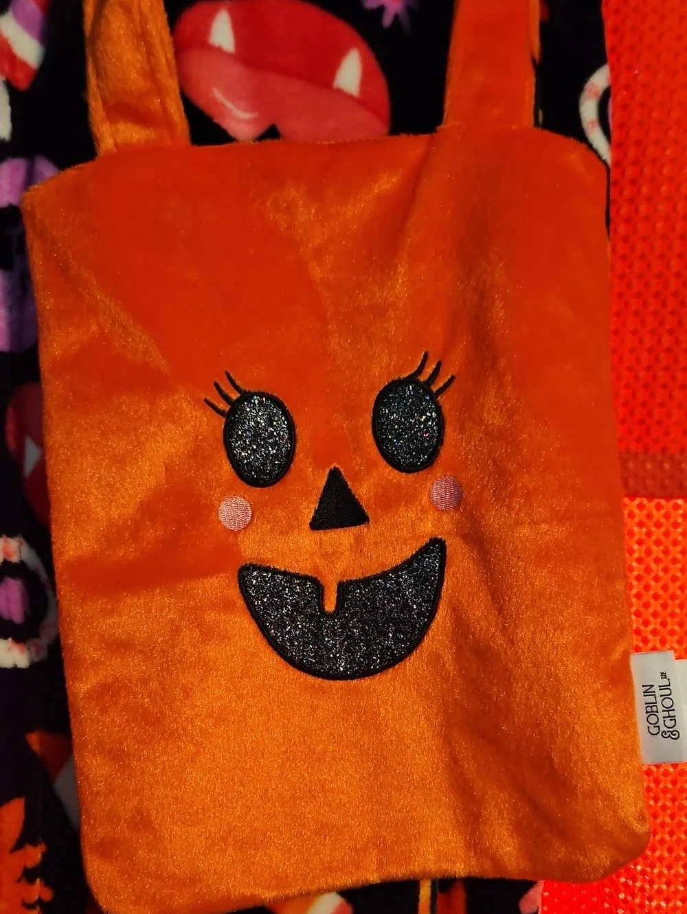Halloween Orange Pumpkin Trick-or-Treat Bag And Throw Set